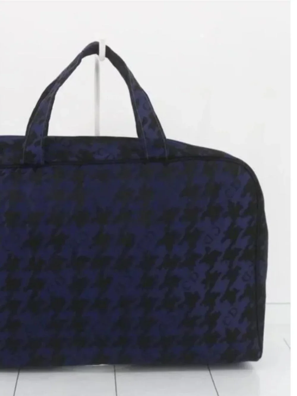 Christian Dior Rare Vintage Blue Houndstooth Toiletry Makeup Bag